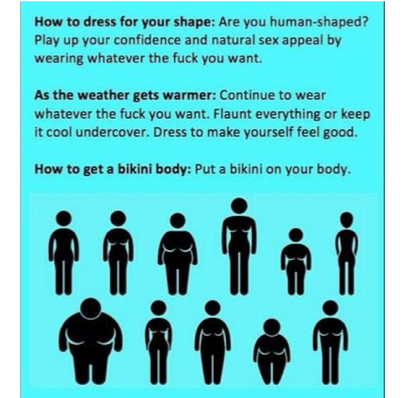 How do you get a bikini body? Simple. Put a bikini on your body.