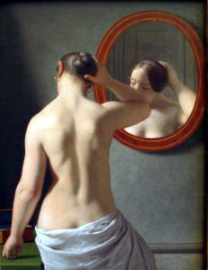 Woman in Front of a Mirror by Christoffer Eckersberg (1841).